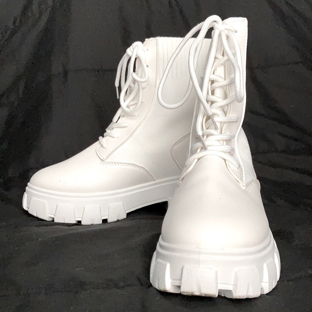 White combat boots